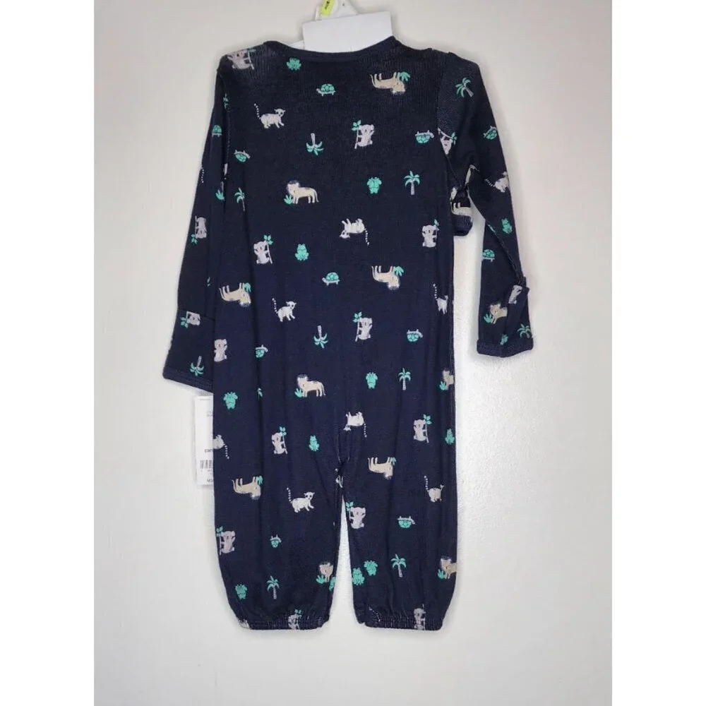 CARTER'S LITTLE BABY SLEEP & PLAY GOWN /BODYSUIT HAT SOCKS NAVY BLUE SIZE 3M